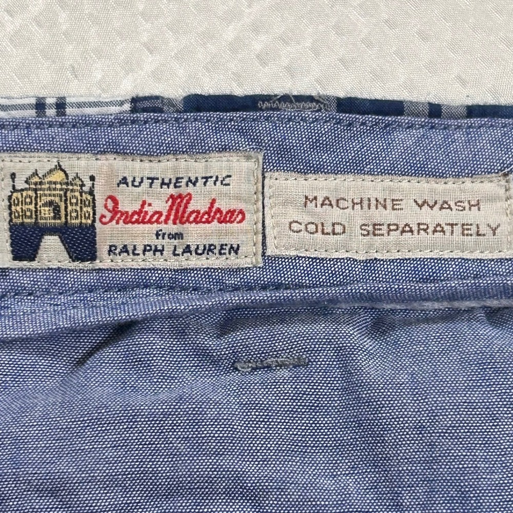 Polo Ralph Lauren Mens Blue Patchwork India Madras Plaid Paisley Shorts Size 36 - Picture 6 of 9